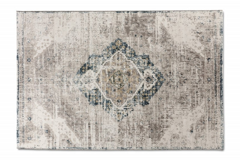 Vloerkleed vintage 'beige / donkerblauw'