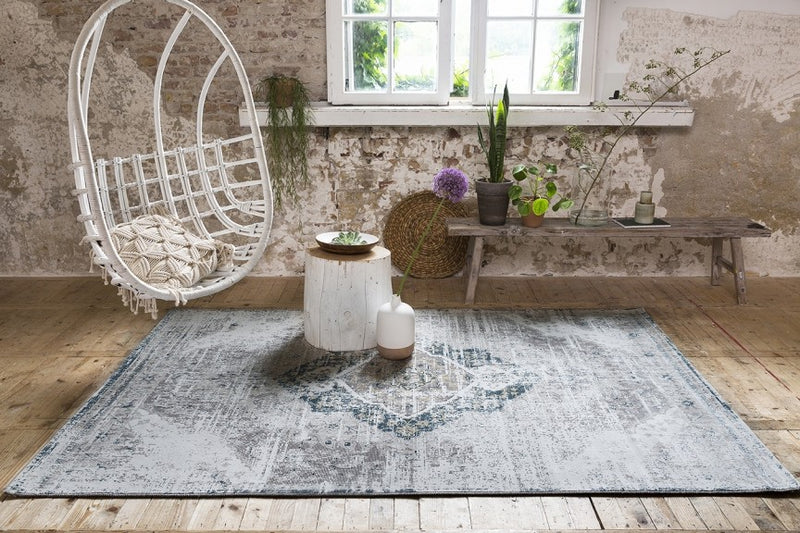 Vloerkleed vintage 'beige / donkerblauw'