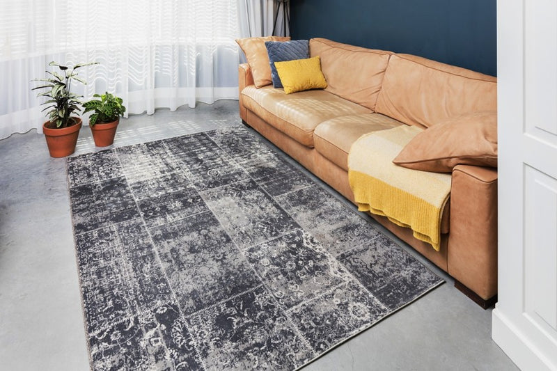 Cool Patchwork Vintage vloerkleed 'all grey'