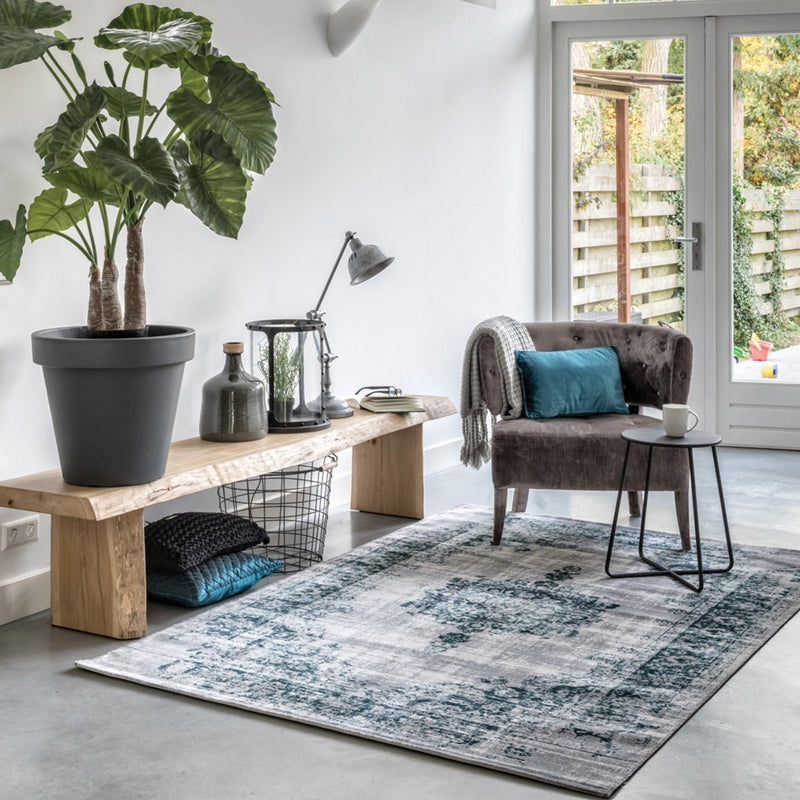 Cool Vintage Vloerkleed 'dark grey blue'