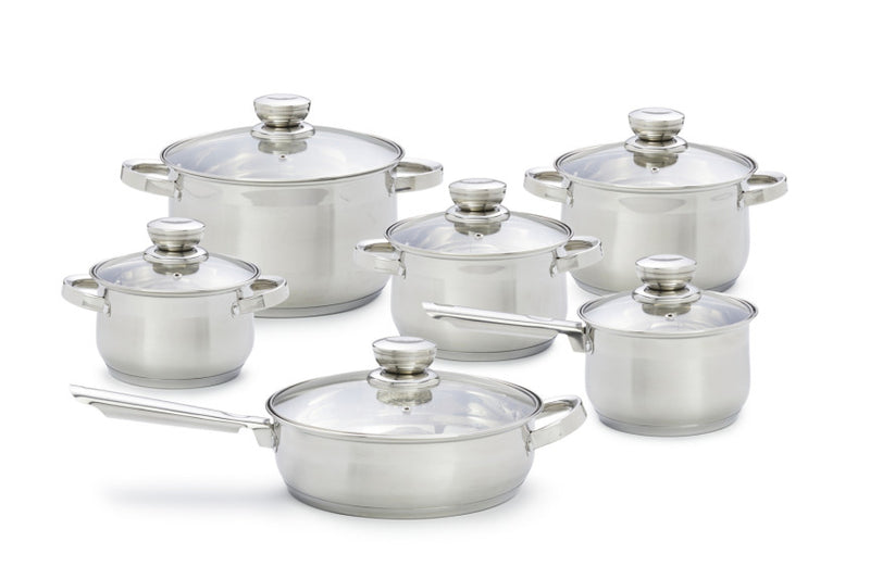 Pannenset RVS 12-delig (6 pannen, 6 deksels)